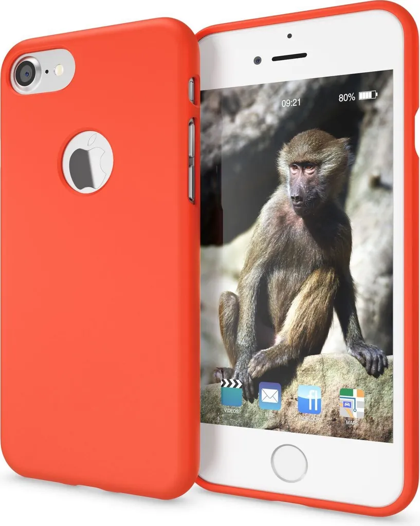 Apple iPhone 7 Custodia per cellulare di NALIA, Custodia sottile in silicone al neon Custodia sottile per telefono arancione