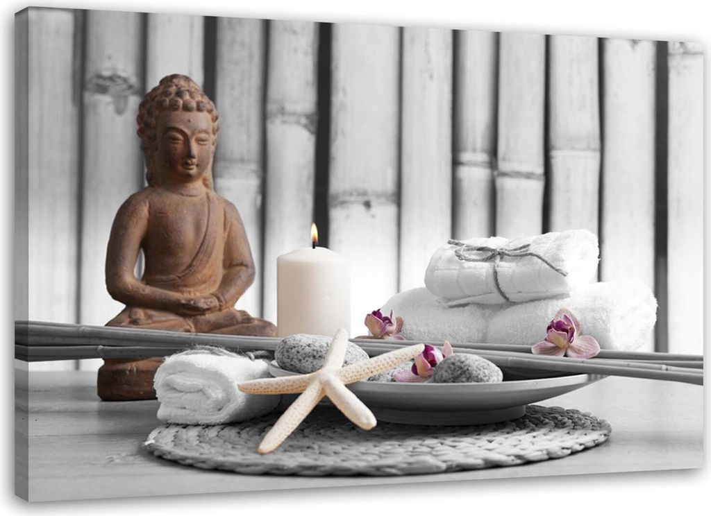 Leinwandbild buddha im zen-spa 60x40 cm Feeby beige wandbild bereit zum aufhängen