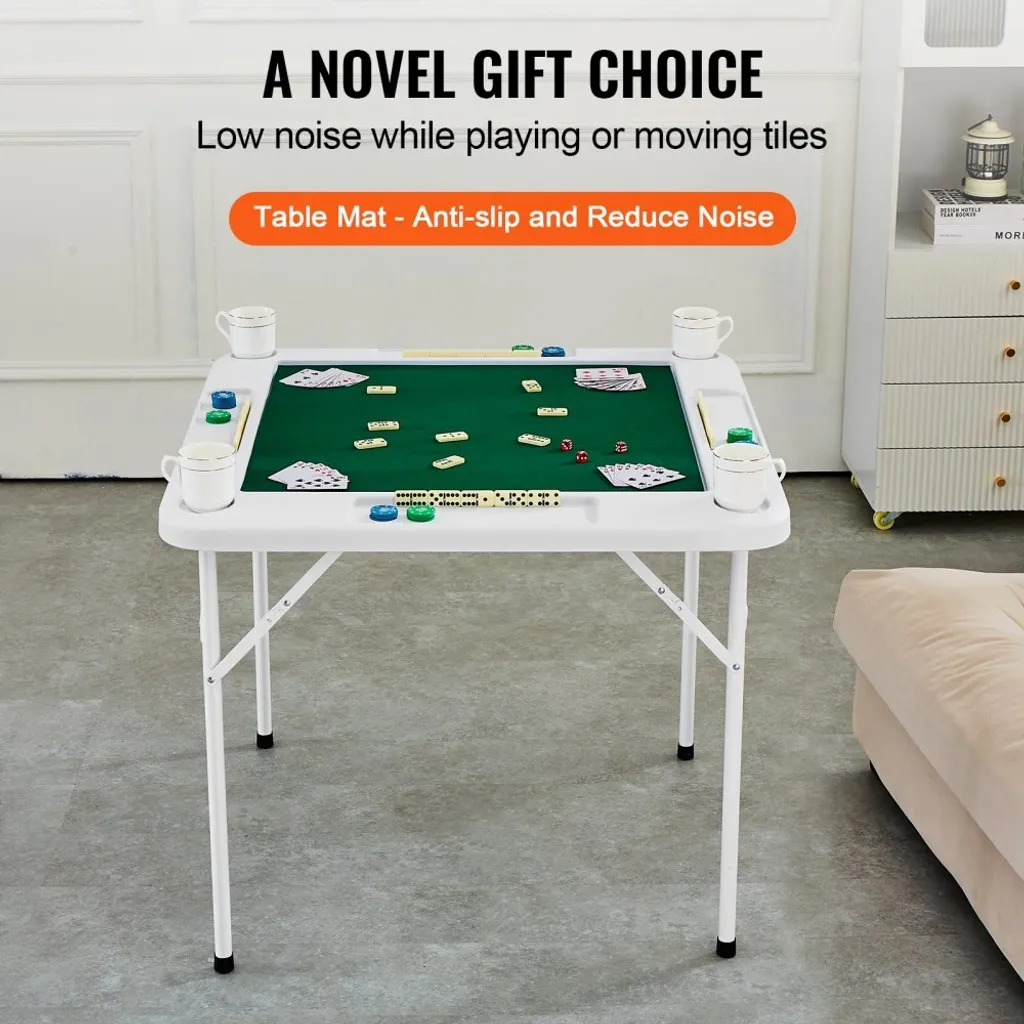 Table de Mahjong Pliante pour 4 Joueurs avec Plateau Vert Résistant - 6