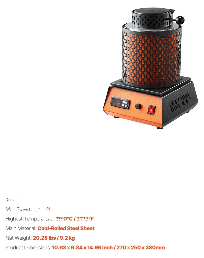 Four de fusion 1350W 3kg haute température avec contrôle digital