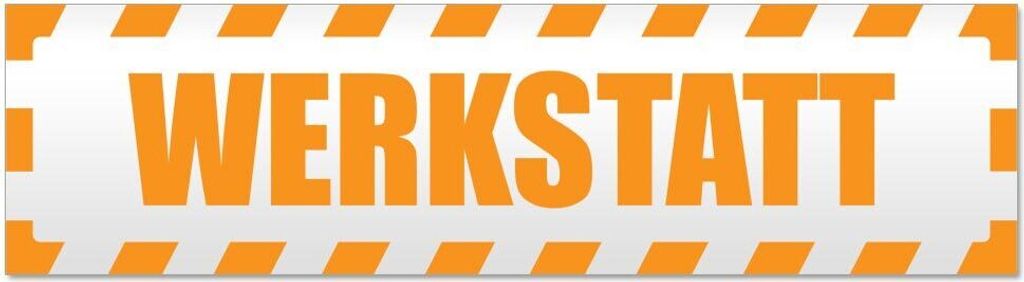 Kiwistar Werkstatt gestreift Magnetschild Schild magnetisch - 30cm Orange - Magnetfolie für Auto PKW Kfz