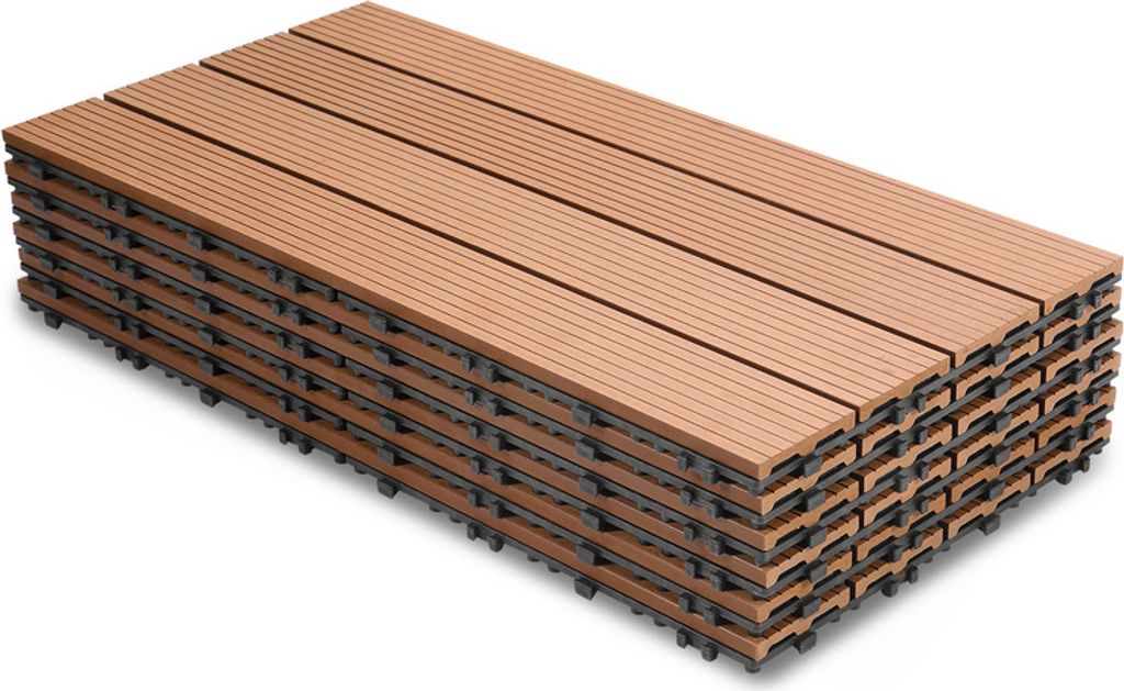 Aopunly Terrassenfliesen Balkon, WPC Fliesen Wasserfilterbar Terrassen Garten, Braun 30x60cm 30 Stück