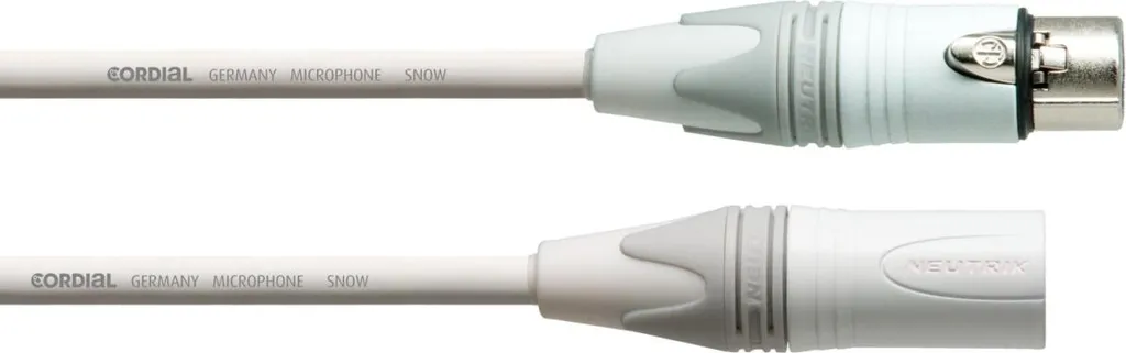 Câble XLR mâle femelle 10m blanc Cordial pour micro et studio