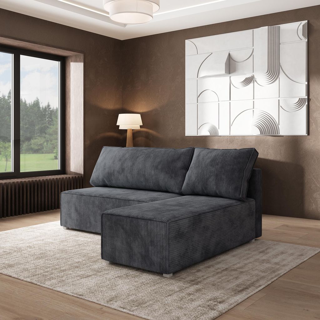 Masseno Ecksofa RAVELO P mit Schlaffunktion L-Form, Sofa mit Bettkasten, Wohnzimmersofa, Couch, Soffa, Bettsofa, Couchgarnitur- Braun, POSO 06