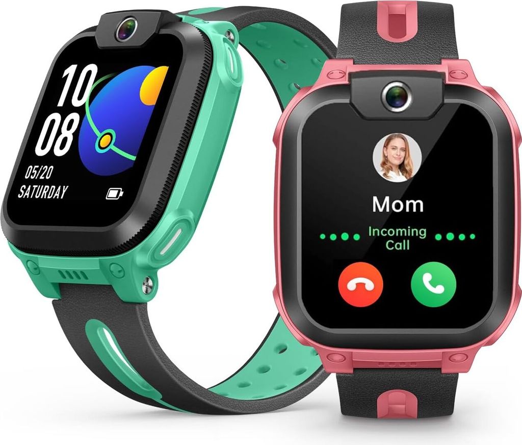 Smartwatch für Kinder, 1,3-Zoll-Touchscreen-Telefon mit langlebiger Video- und Telefonanruffunktion, IPX8 wasserdicht (rosa)