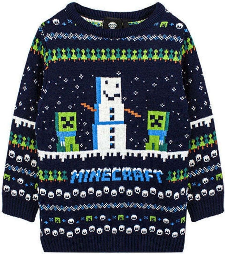 Minecraft - Pullover für Kinder - weihnachtliches Design NS6690 (140) (Marineblau/Grün/Weiß)