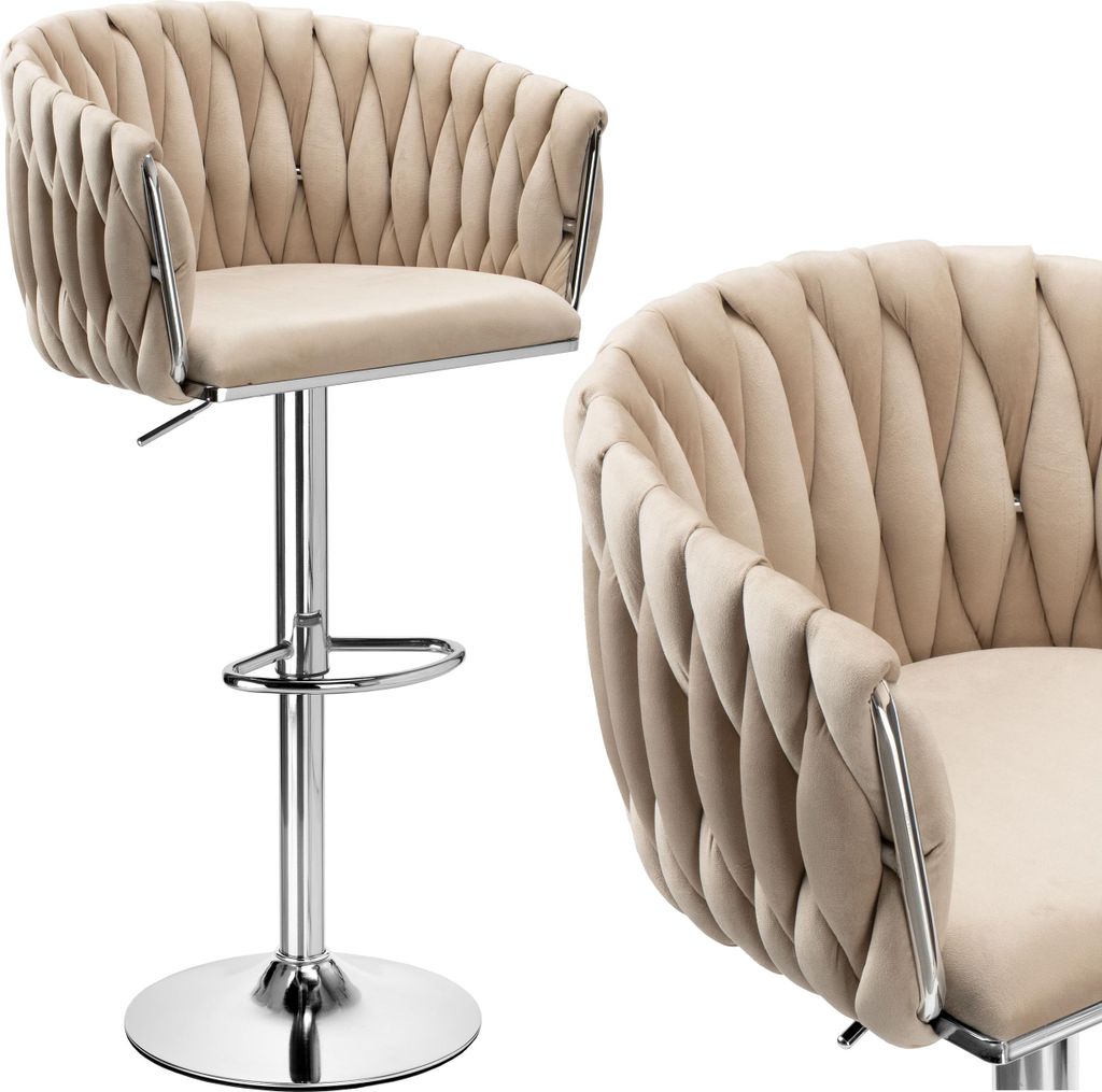 Cofton Barhocker chrom beige Samt drehbar 360°