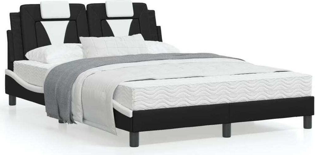 Maison Exclusive - Bettgestell "Viana" ohne Matratze Schwarz und Weiß 140x200 cm Kunstleder
