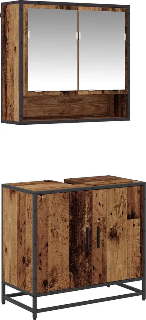 Rangement salle de bains aspect bois avec étagère murale pratique