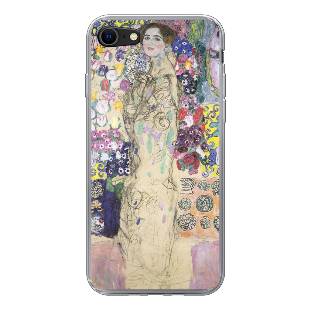 MuchoWow Handyhülle Schutzhülle Hülle für iPhone 7 Bildnis der Ria Munk III - Gustav Klimt Silikon Softcase Handy Hülle - Kartenhalter