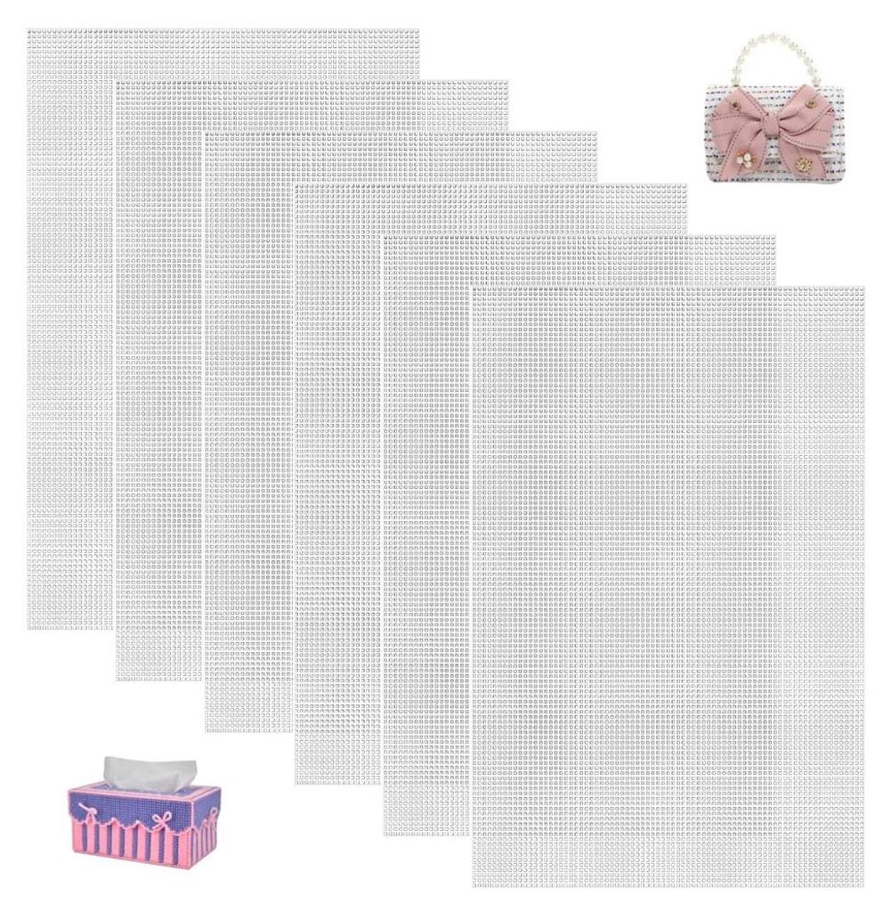 6 Stück Kunststoff-Canvas für Taschen, 30 x 20 cm, Kunststoffgitter für Kreuzstich, Kunststoffgitter für Bastelarbeiten, verstärkte Canvas-Pla...