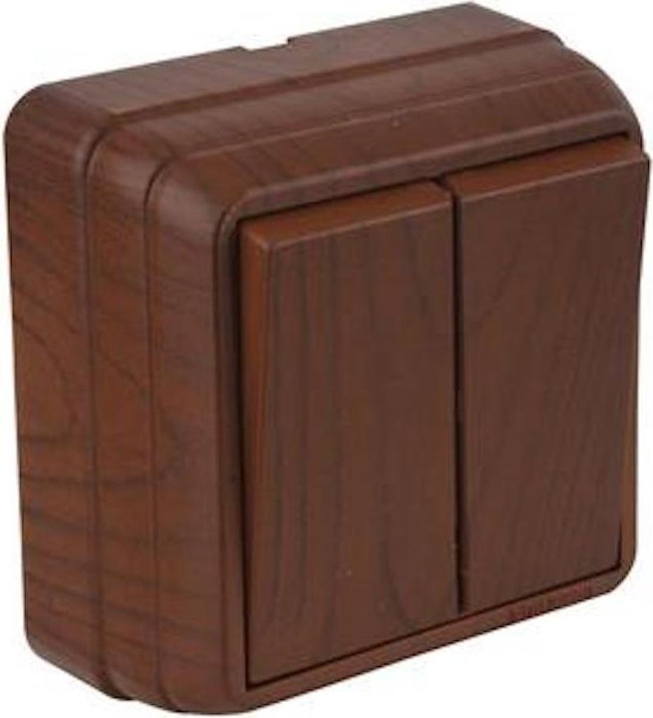 Serienschalter Walnuss Holzoptik – Aufputz IP20 Innen – Produktbild 