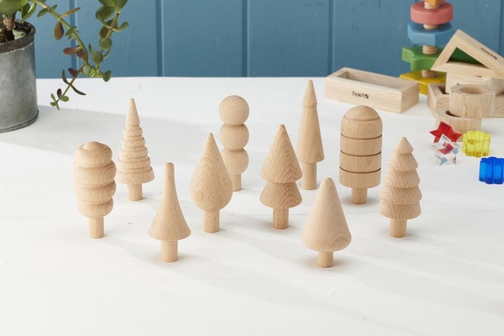 TickiT Holzspielzeug Bäume Set - 10 Stück - Lernspielzeug Wald