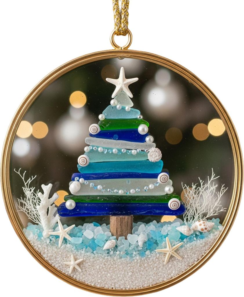 Weihnachtsdekoration Ozean-Serie: Acryl-Ornamente zum Aufhängen mit Meeresmotiven – Festliches Geschenk für Zuhause und Weihnachtsbaum.