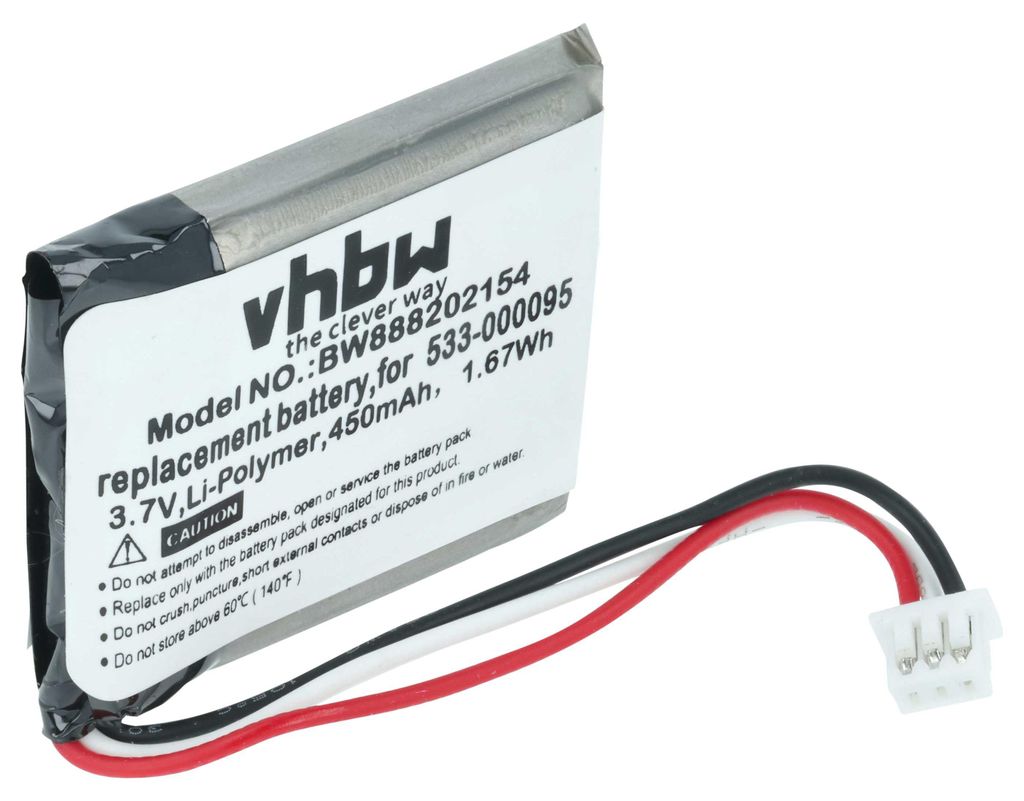 vhbw Akku kompatibel mit Logitech H820e Wireless Headset Kopfhörer (450 mAh, 3,7 V, Li-Polymer)