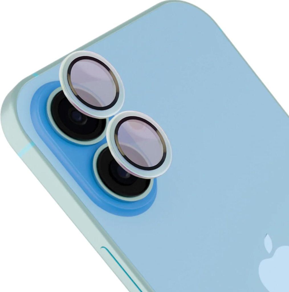 Glas für die Kamera mit Applikator für iPhone 17, Bizon Glass Snap Lens, 1 Set, Blau-grauer Rahmen