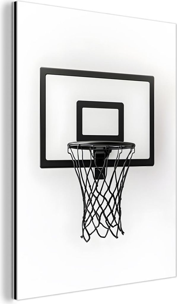 MuchoWow Wanddekoration Metall Metallbild Wandkunst 60x80 cm Basketballbrett - Minimalistisch - Schwarz MuchoWow Aluminium Gemälde - Wanddekoratio...