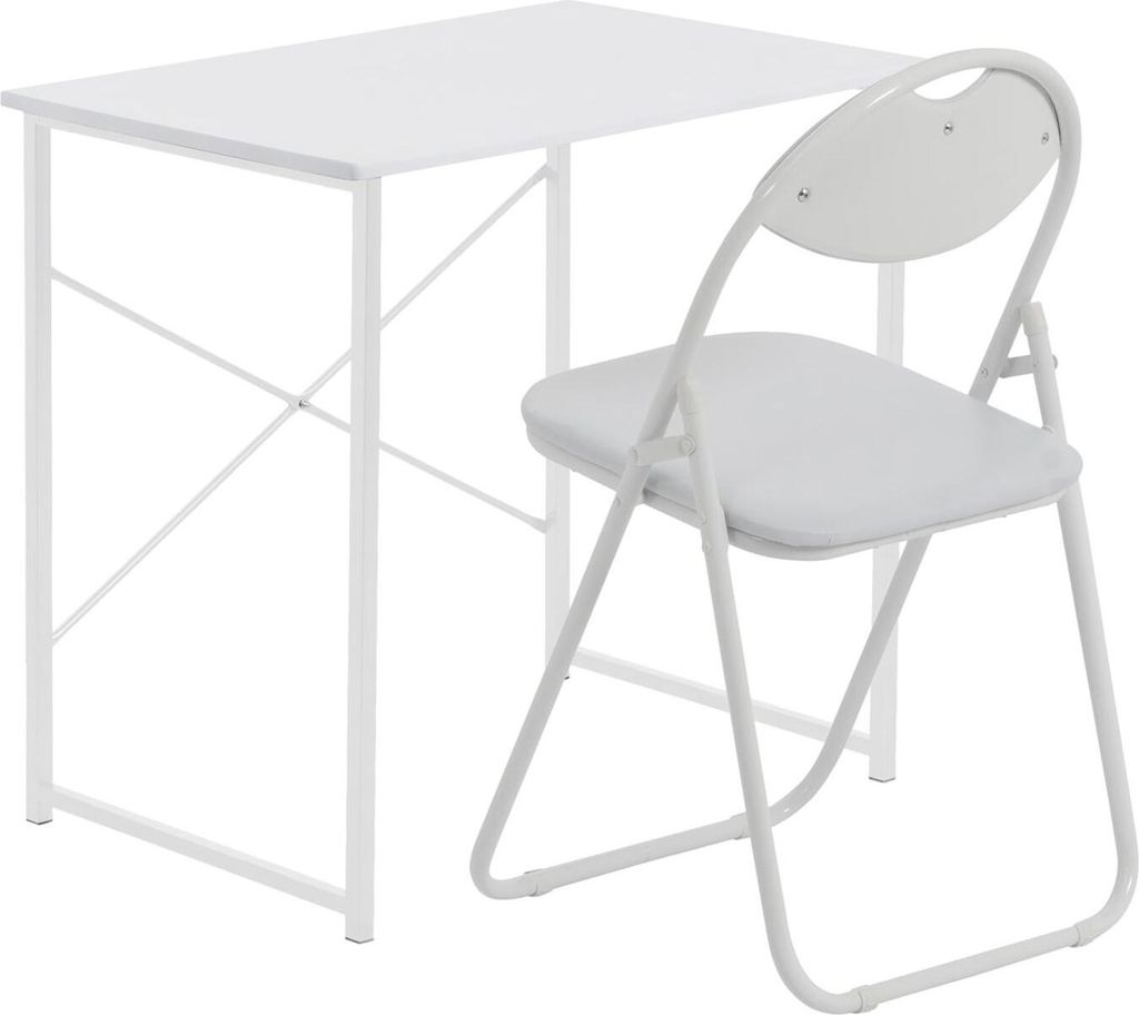 Harbour Housewares Holz-Schreibtisch- und Stuhl-Set – Weiß/Weiß
