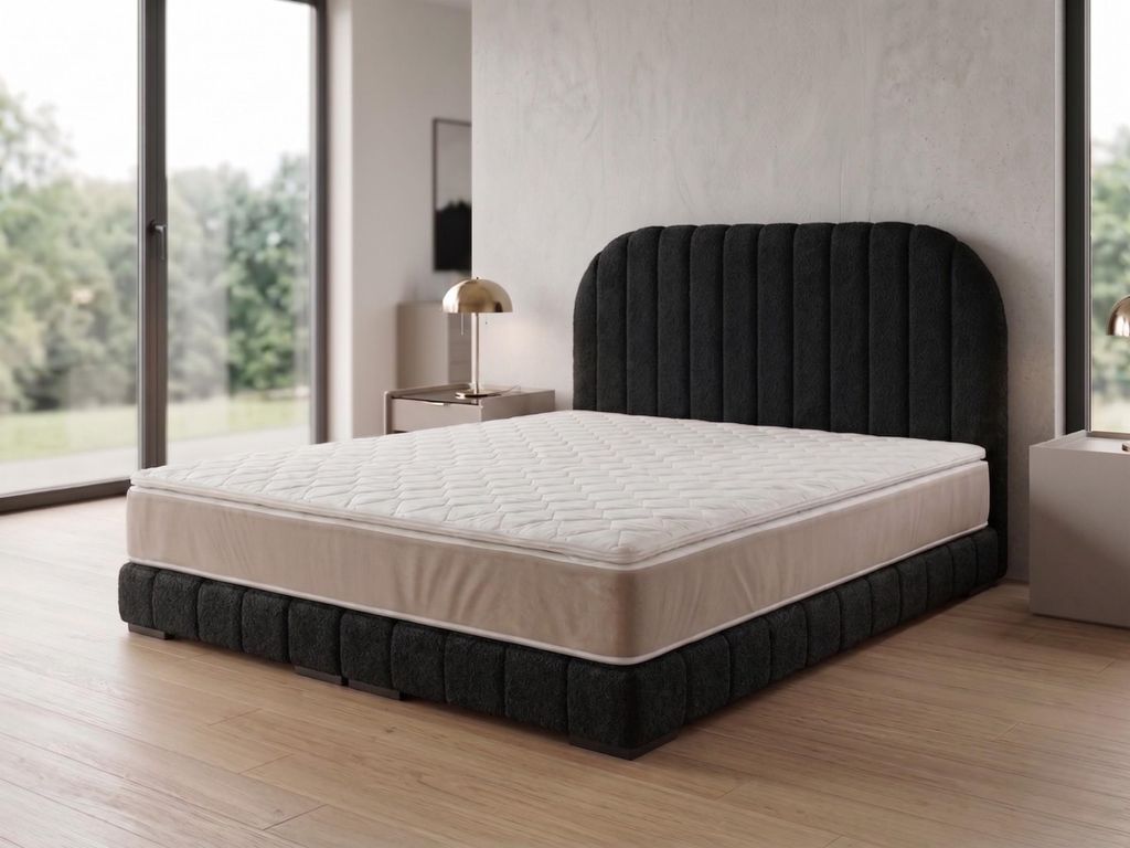 Polsterbett LEON 3 mit Kopfteil, modernes gepolstertes Bett in 90 x 200 cm Farbe: Schwarz