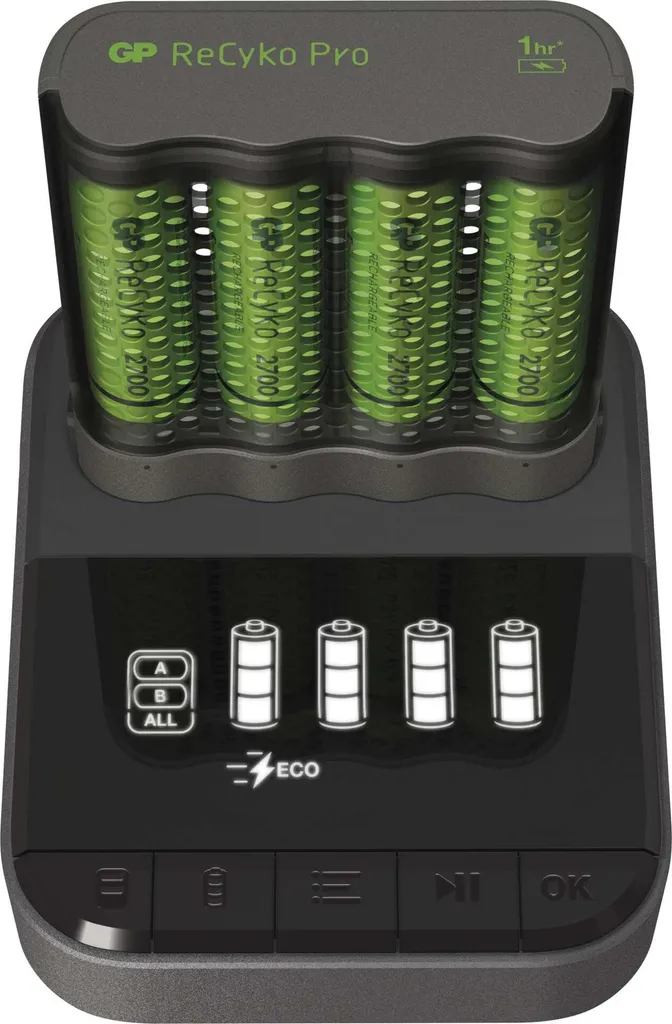Chargeur GP Pro P461 Rapide avec 4 Piles AA 2700 mAh et Station Dock