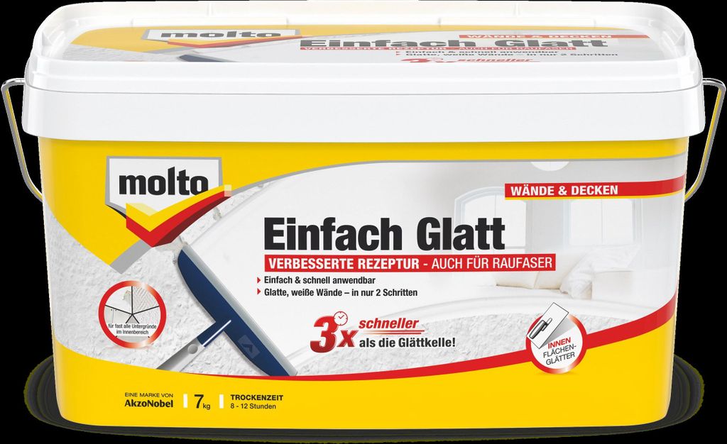 Molto Einfach Glatt Fertigspachtel Weiß 7 kg Wand Raufaser Produktbild 