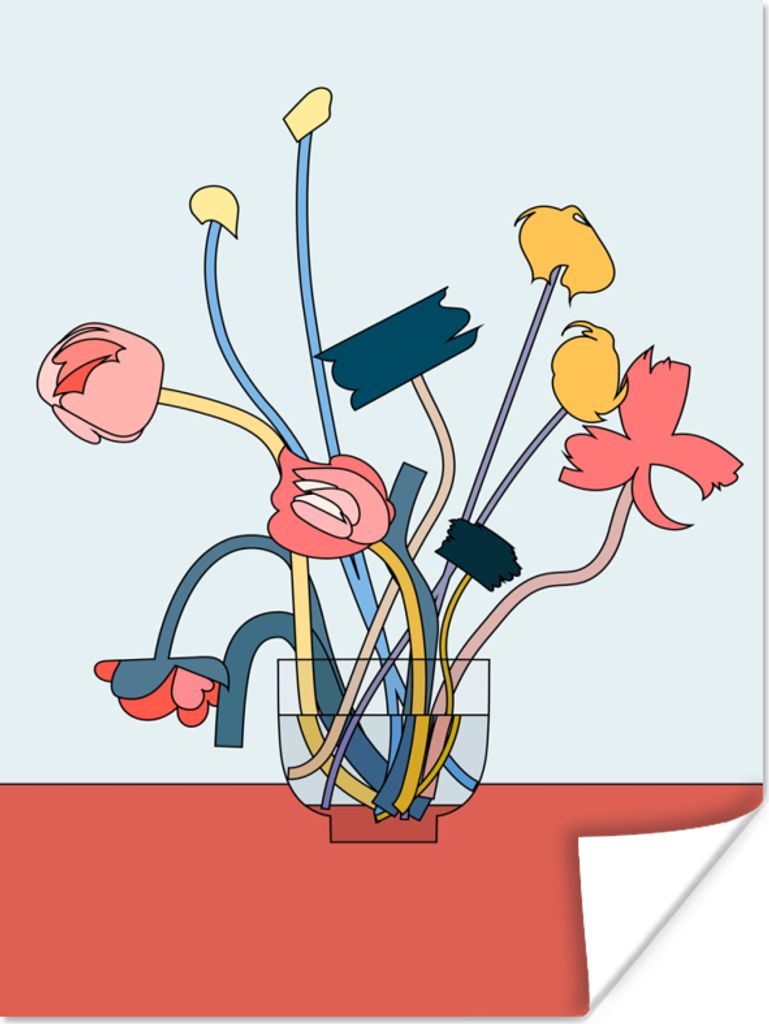 MuchoWow Poster Blumen - Retro - Pastell 120x160 cm - Wandbilder