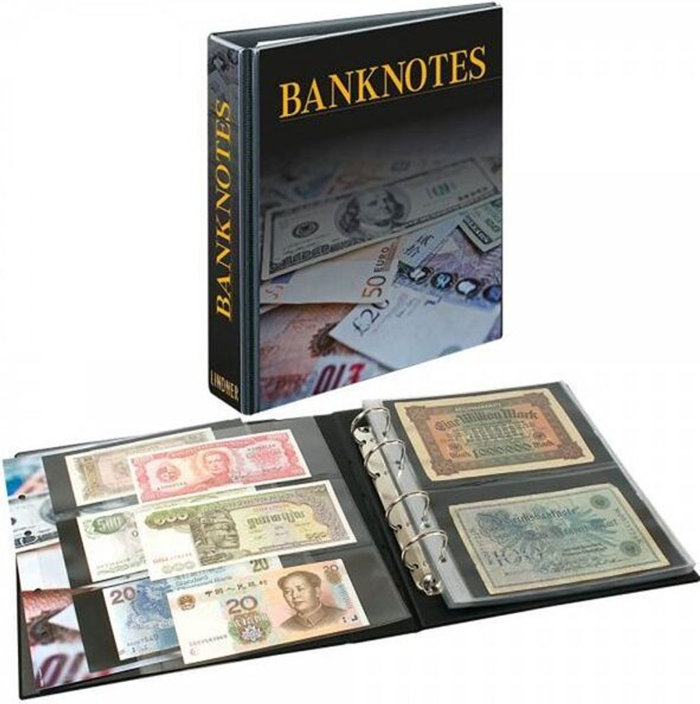 Lindner 3537 PUBLICA M Banknotenalbum mit 20 beidseitig bestückbaren Folienblättern in zwei Ausführungen