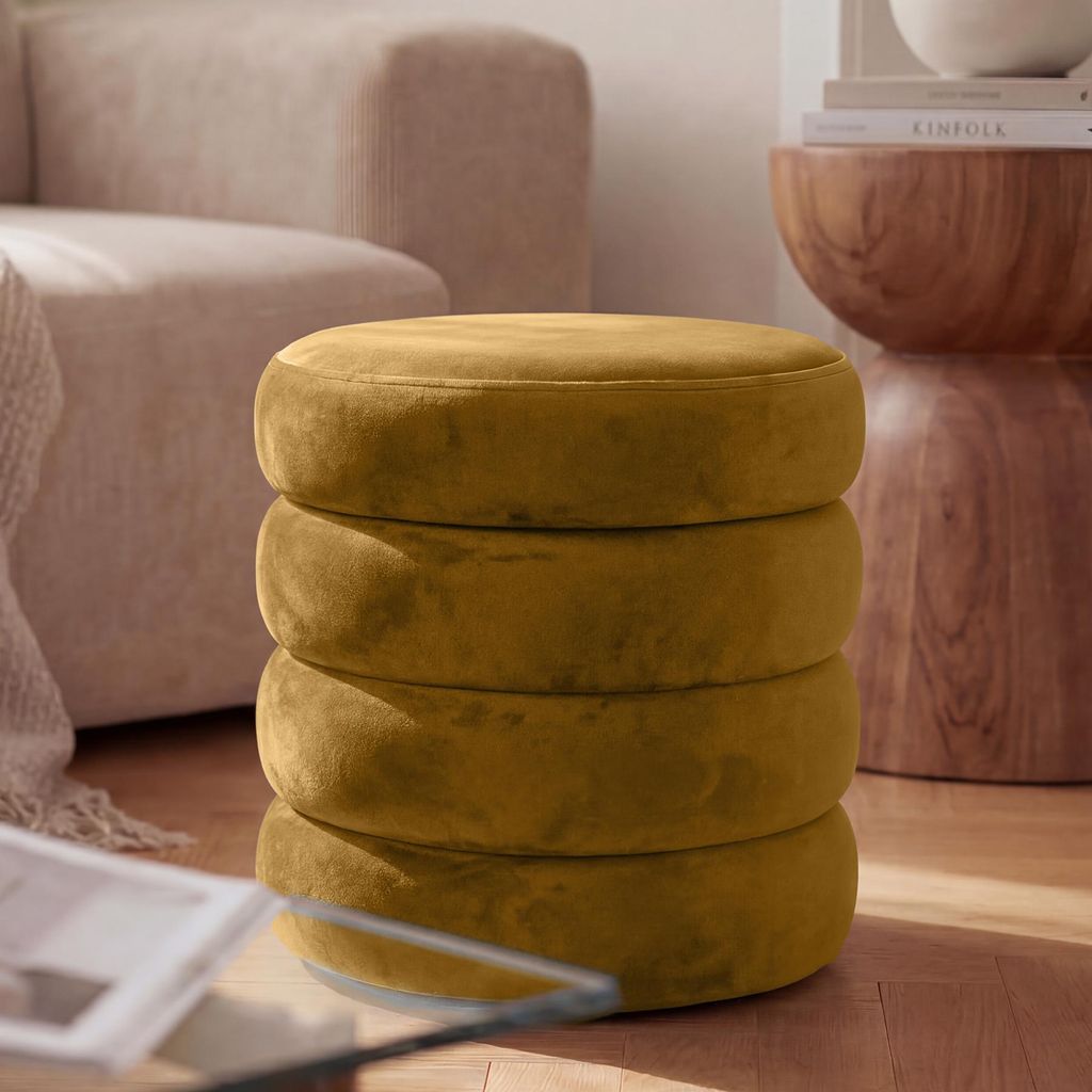 riess-ambiente Polsterhocker VOGUE 40cm senfgelb Samt Produktbild 