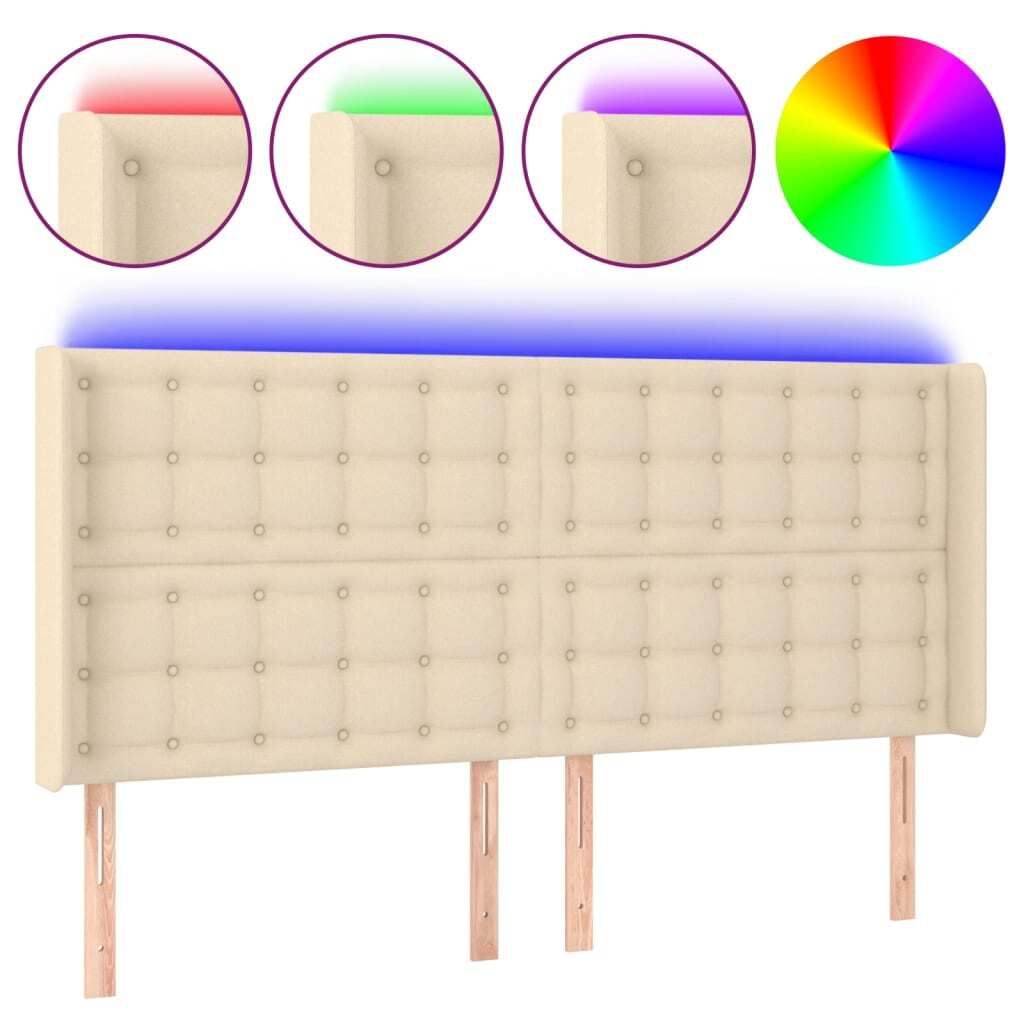 vidaXL LED Kopfteil Creme 163x16x118/128 cm Stoff Produktbild 