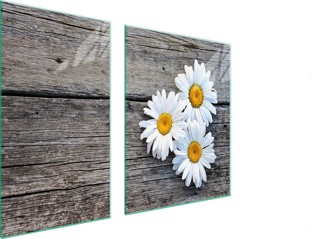 Tagliere Vetro 100x52 Margherita Legno - Copri Piano Cottura Chic