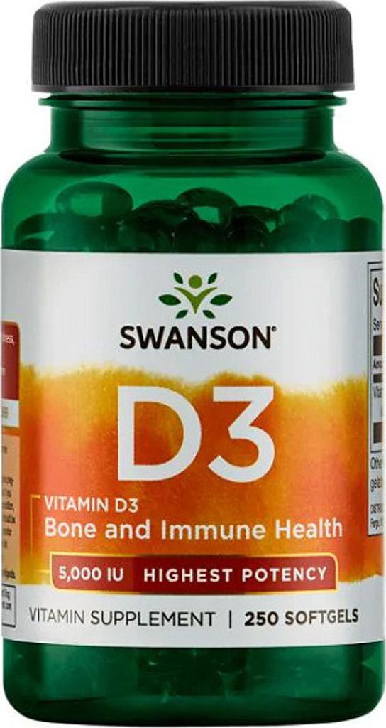 Vitamina D3 5000IE 250 capsule morbide Swanson Health Immagine del prodotto 