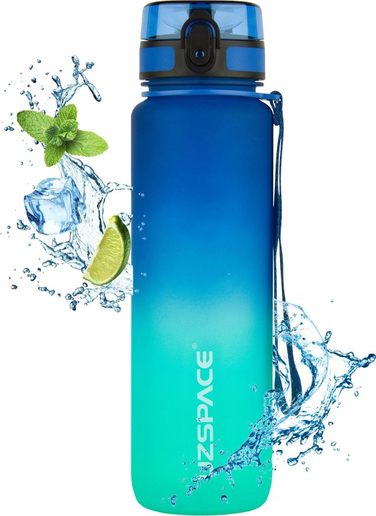 Tritan Wasserflasche 500Ml Bidon Mit Messbecher Blau-Türkis Fitness