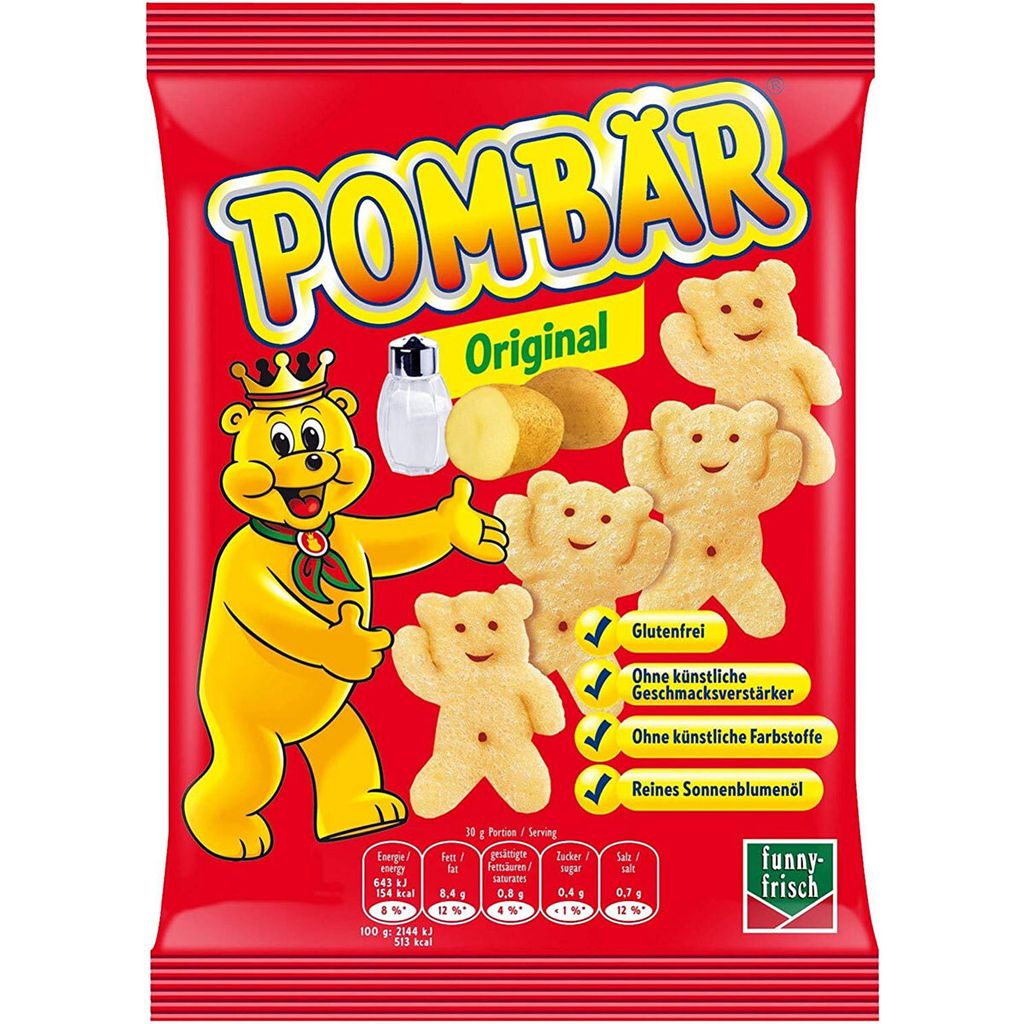 Funny Frisch Pom Bären, originele chips met zout, 30g, 12 Productafbeelding 