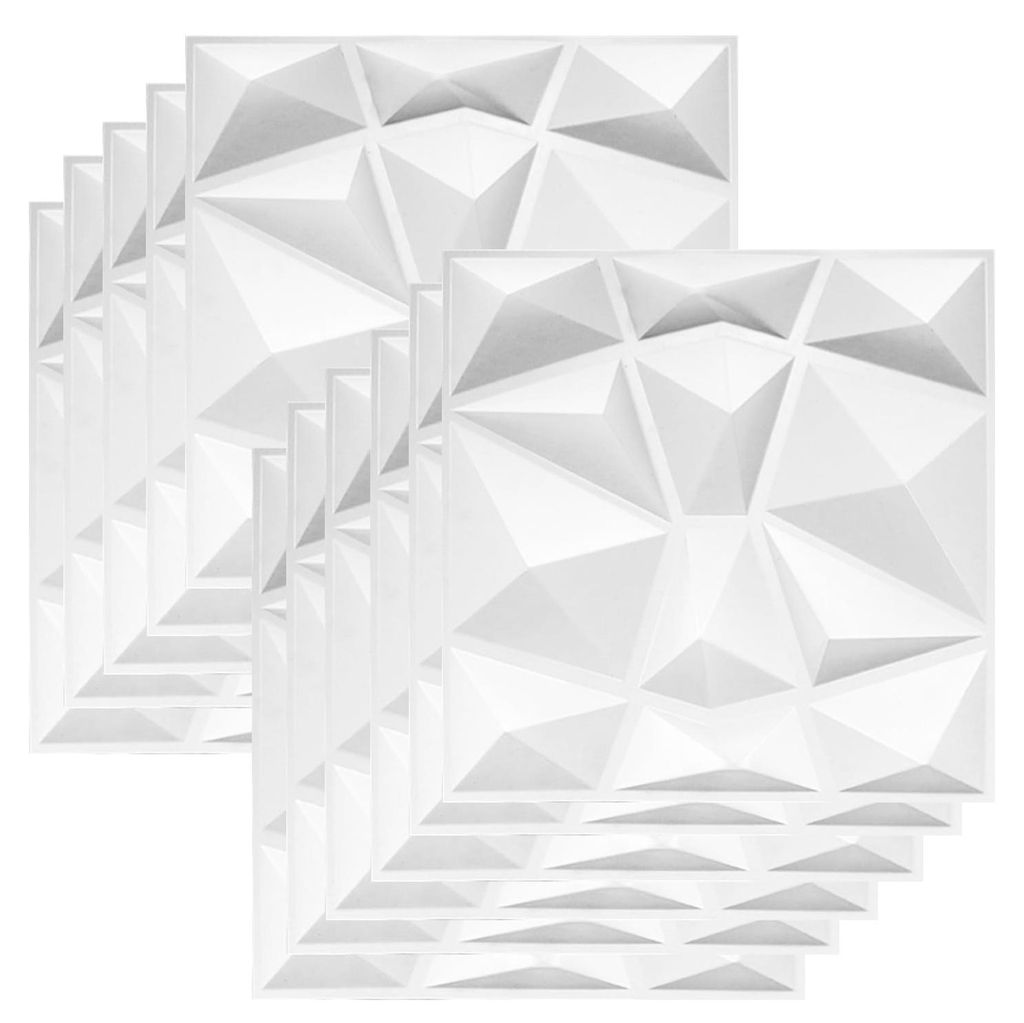 12 Stück 3D-Wandpaneele, rautenförmige Wandpaneele, 30 x 30 cm, selbstklebende weiße PVC-Wandpaneele für Spielzimmer und zur Dekoration von Woh...