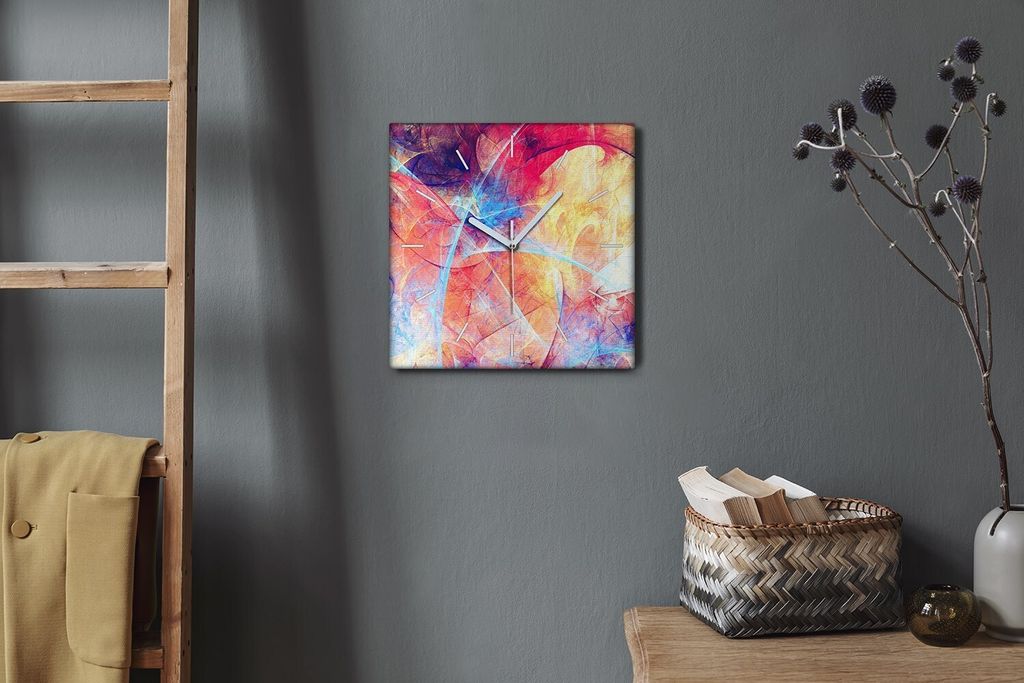 Coloray Hodiny Unikátní 30x30 cm Tiché hodiny Pro obývací pokoj a kuchyň Nástěnné hodiny Plátno Bílé ručičky hodin - Shrnutí barevn...