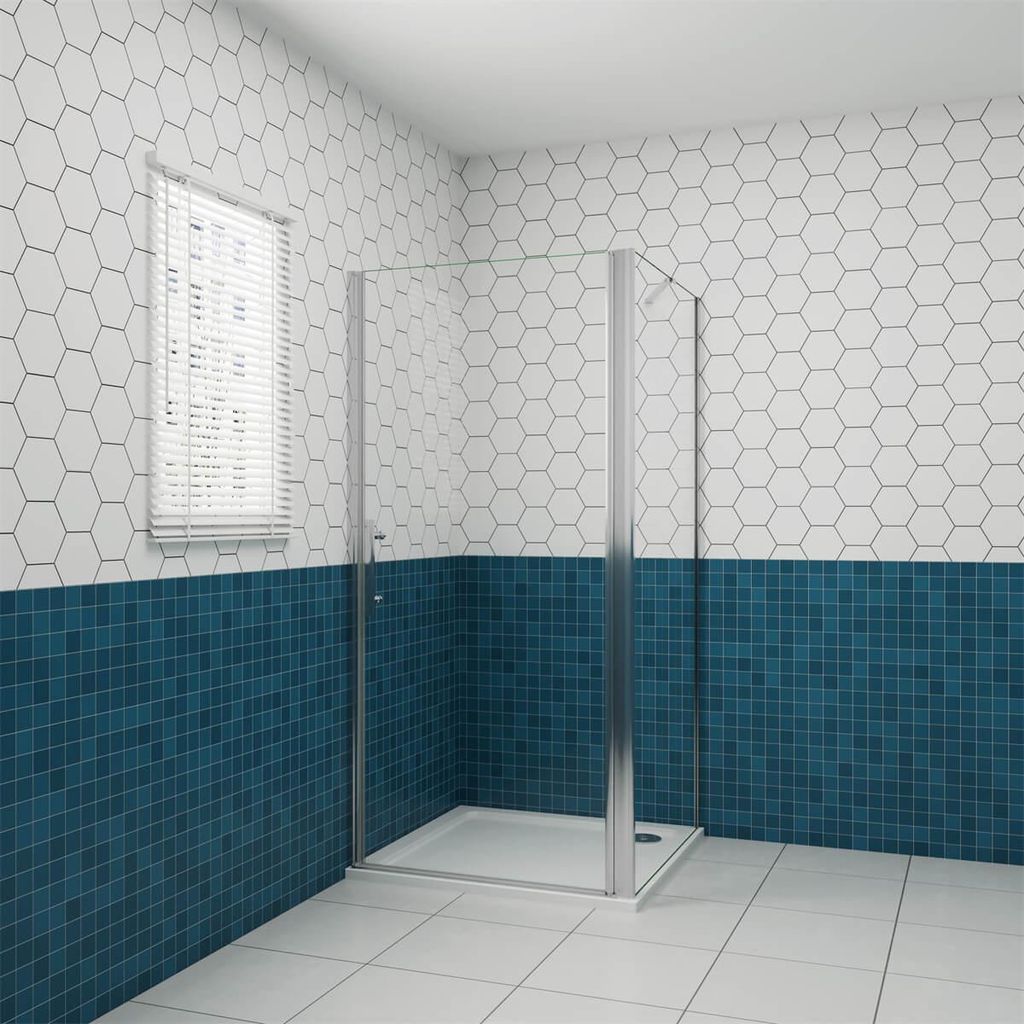 90x90cm 195cm 6mm Eckeinstieg Eckdusche Drehtür Duschkabine Nano Glastür