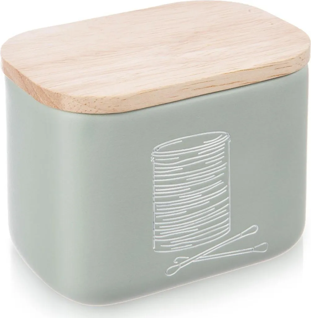 Dispenser Dischetti Cotone Orion Verde Pietra - Porta Cotton Fioc Lusso - 1