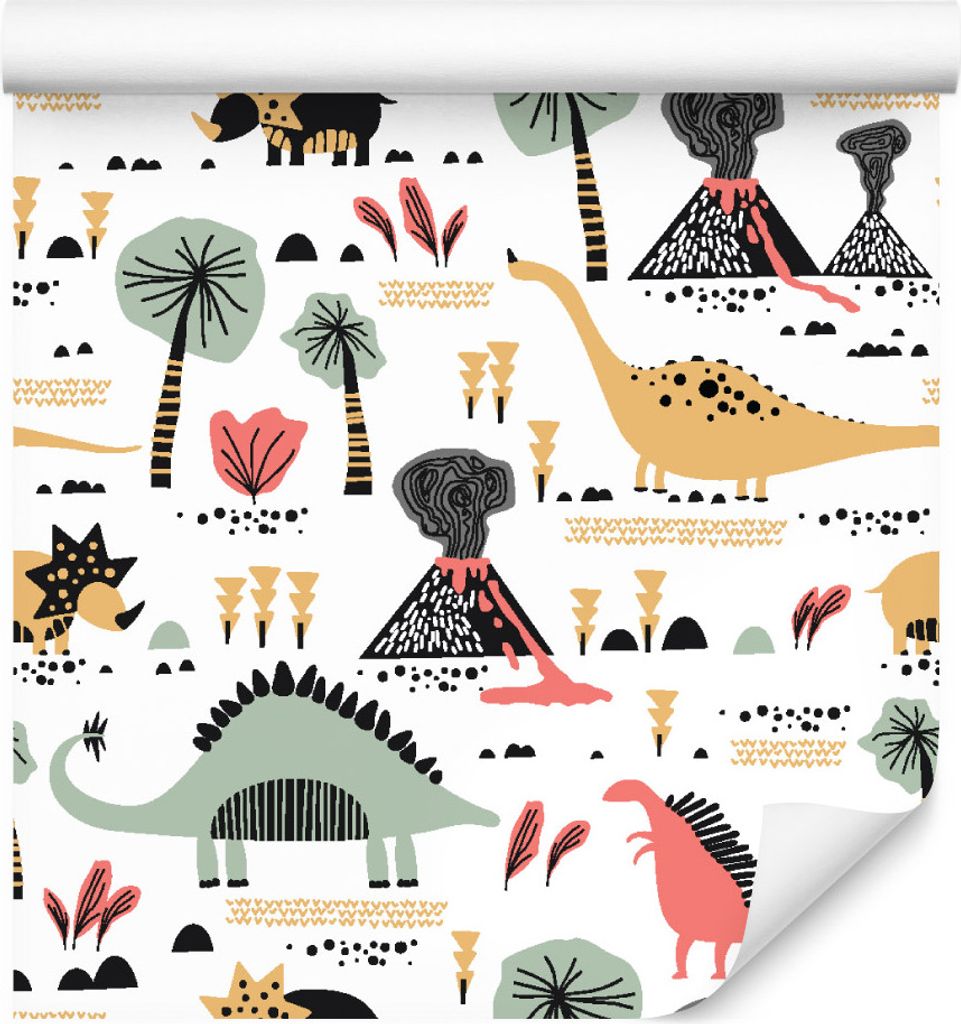 10m VLIES TAPETE Rolle Kinderzimmer Junge Dinosaurier Tiere Wulkan XXL