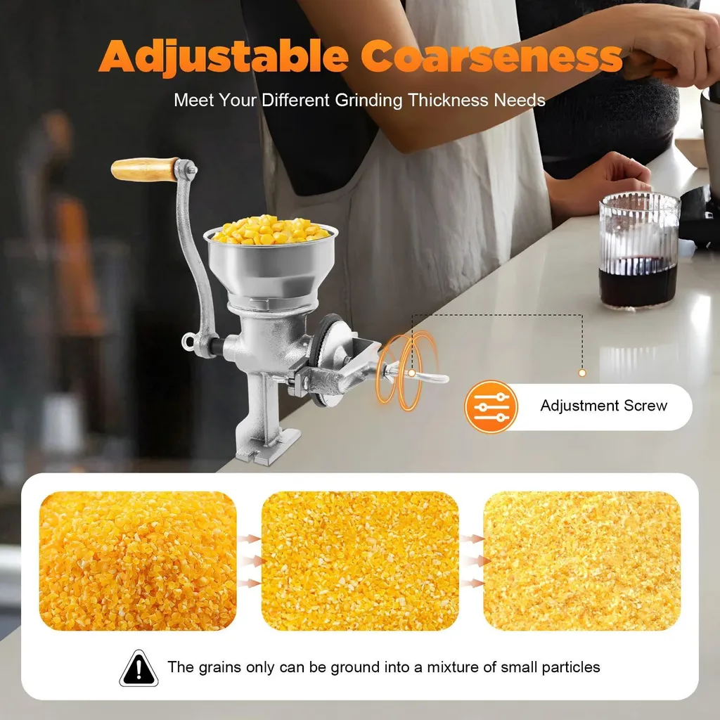 Mulino Manuale Ghisa e Acciaio Manganese 28,5cm - Macina Cereali Argento - 4