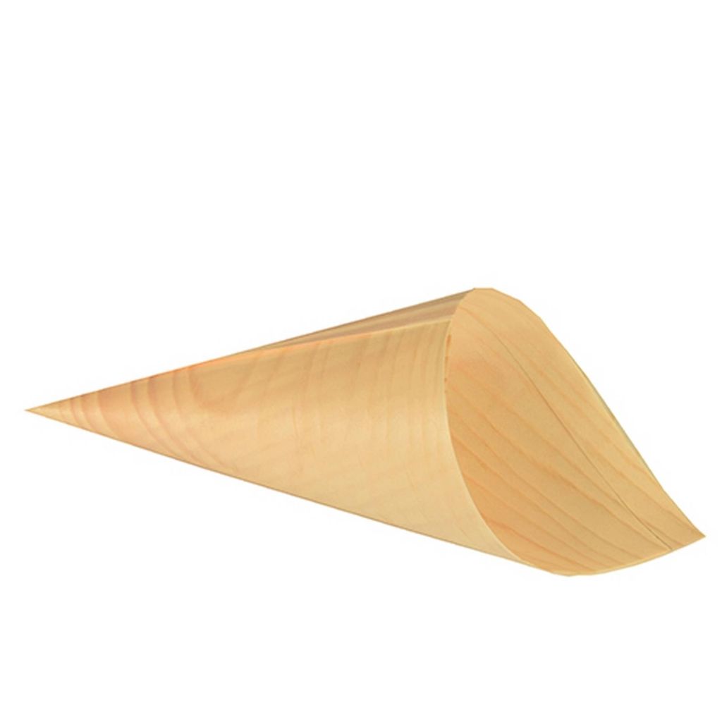 PAPSTAR Fingerfood-Spitztüte "pure" Durchmesser: 110 mm aus Holz 50 Stück