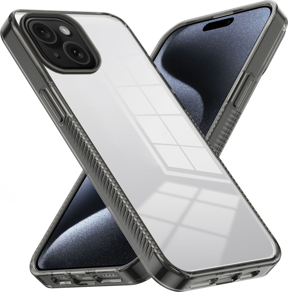 Hülle für iPhone 15 Rutschfest Kristallklare Stoßfeste TPU Bumper Handyhülle Schwarz