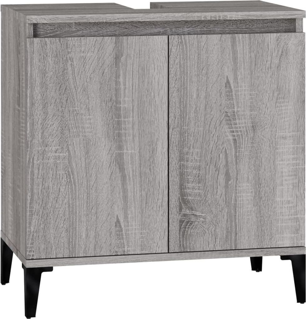 vidaXL Waschbeckenunterschrank Grau Sonoma 58x33x60 cm Holzwerkstoff