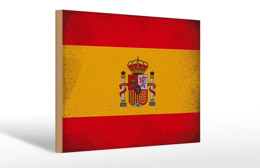 Holzschild Flagge Spanien 30x20cm Flag of Spain Vintage