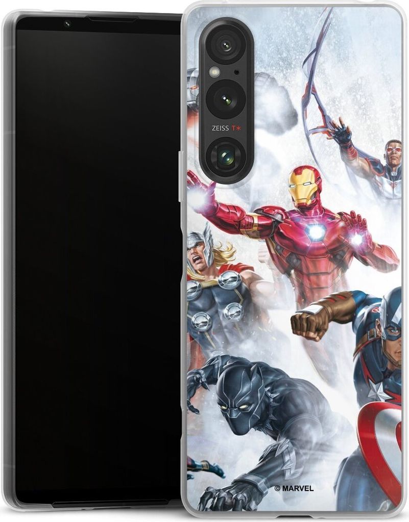 DeinDesign Slim Hülle für Sony Xperia 1 V Silikon Case Ultra Dünn Handyhülle Offizielles Lizenzprodukt Marvel The Avengers