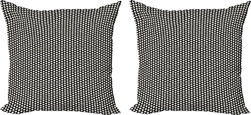 ABAKUHAUS Grau und Elfenbein Kissenbezug Set (2Stück), Hand gezeichnet Geometric Jumble Kreis-Muster auf Graustufen-Hintergrund, 50 x 50 cm, Koksg...