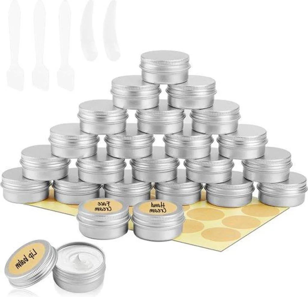 Mini boîte en aluminium 20ml argentée avec couvercle à vis pour produits