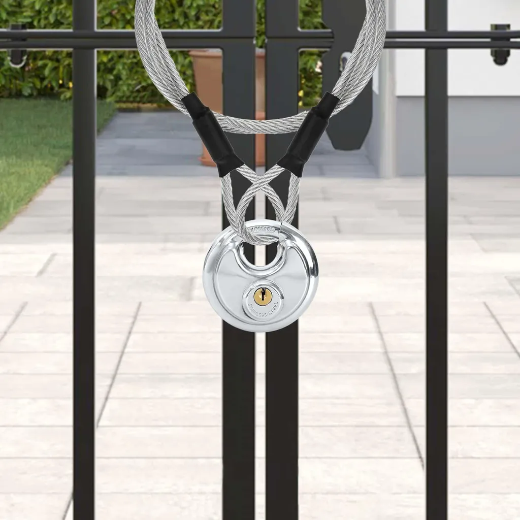 2x Serrature a Disco vidaXL Argento 9cm | Ferro e Inox per Cantiere - 3