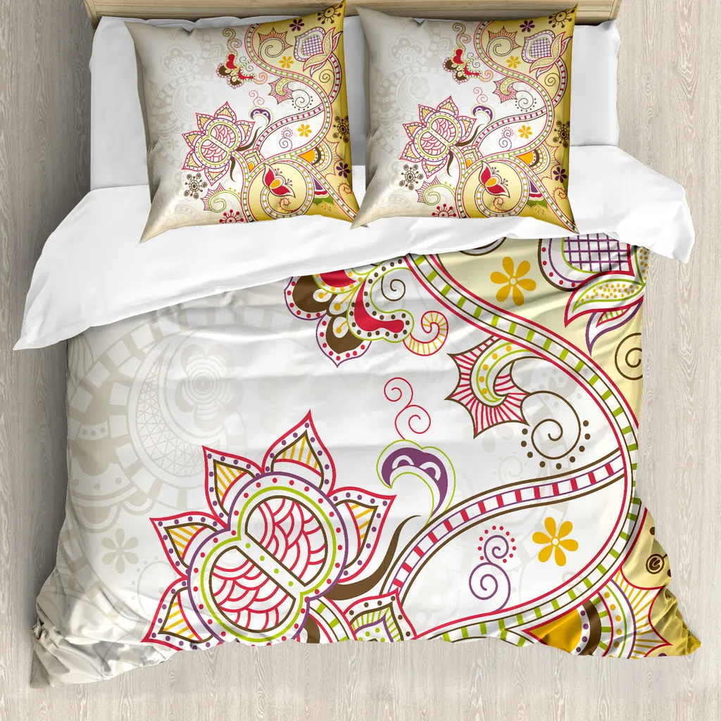 ABAKUHAUS Copripiuma con motivi floreali, resistente all'acqua, lavabile, colori che non stingono, personalizzato, 200 cm x 200 cm - 80 x 80 cm, multicolore