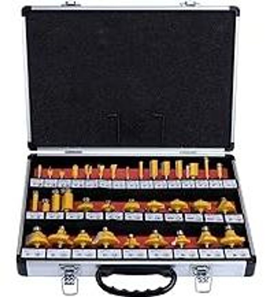 HSEAMALL 35 tlg.Fräser Set 6.35 mm Schaft Fräser für Oberfräse Holzfräser Oberfräsen Zubehör für Holz koffer