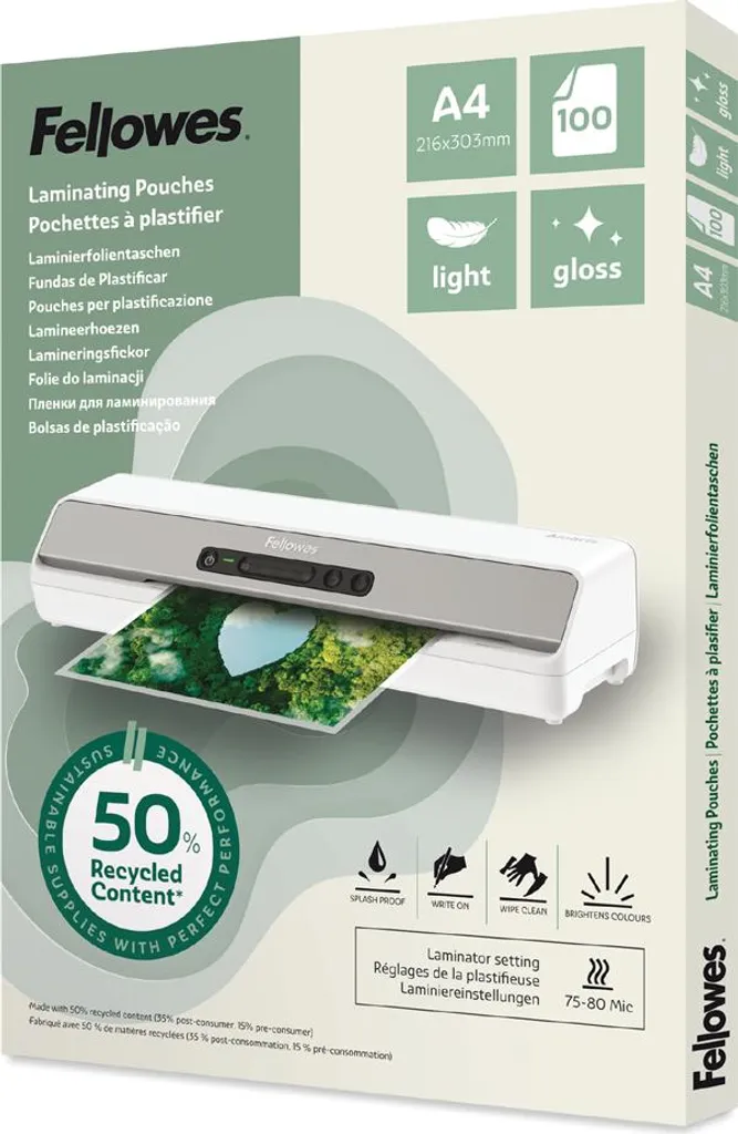 Plastification A3 Fellowes pour protéger vos affiches et menus de 100